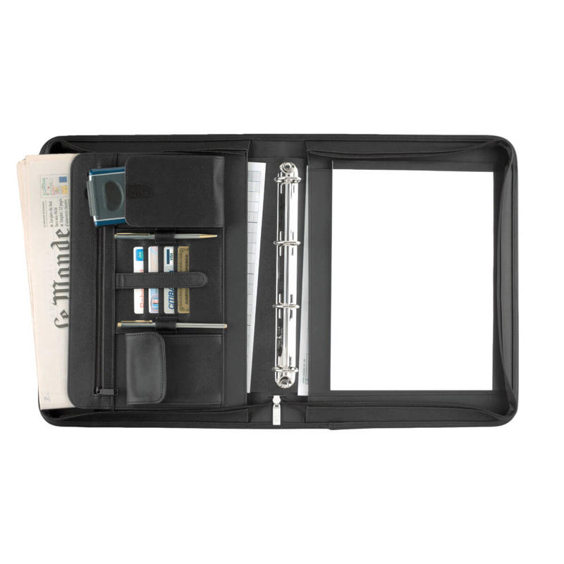Dokumentmappe Eurostyle sort kunstlæder stor A4 m/ringe