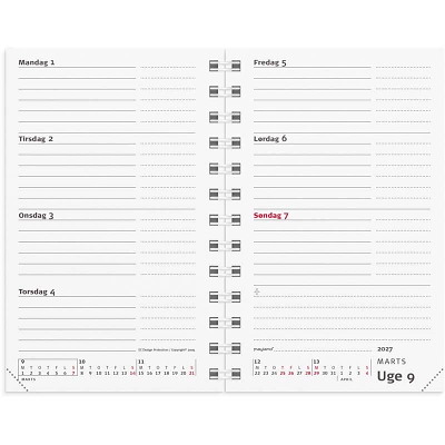 Mini Planner ugekalender 2027 Mayland sort vinyl