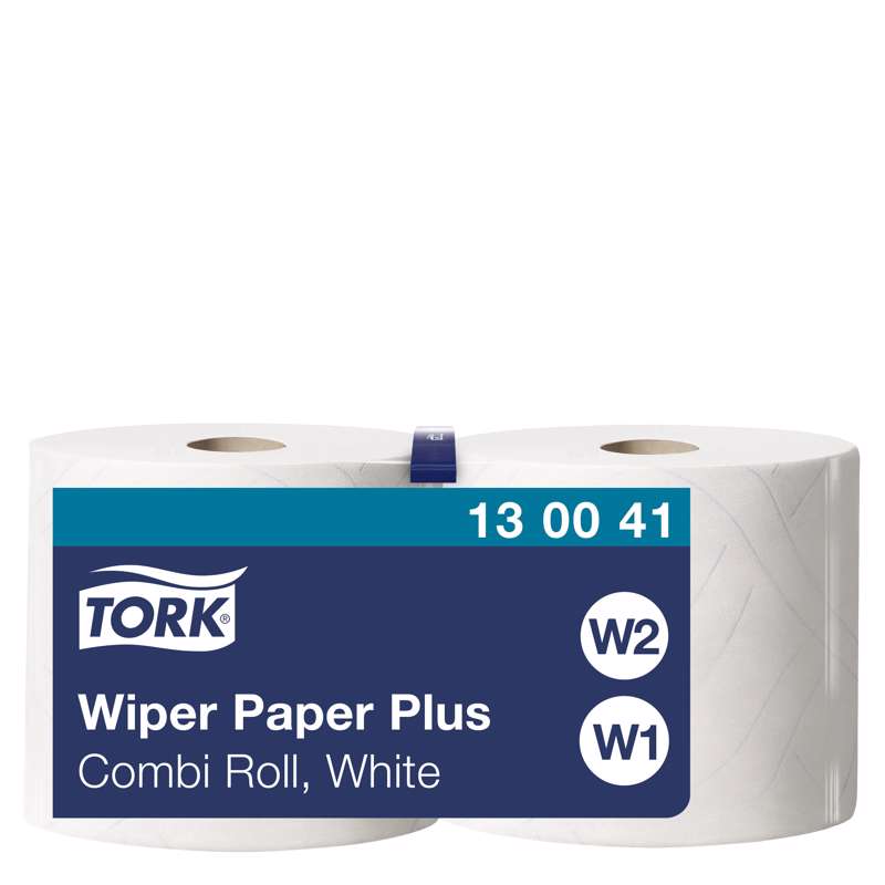 Aftørringspapir Tork Plus W1/W2 2-lags hvid 255m /2 130041