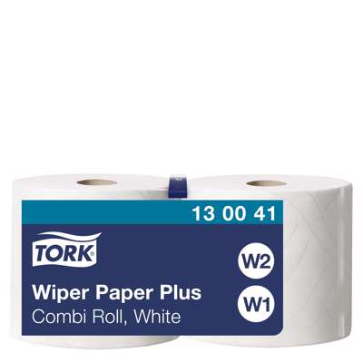 Aftørringspapir Tork Plus W1/W2 2-lags hvid 255m /2 130041
