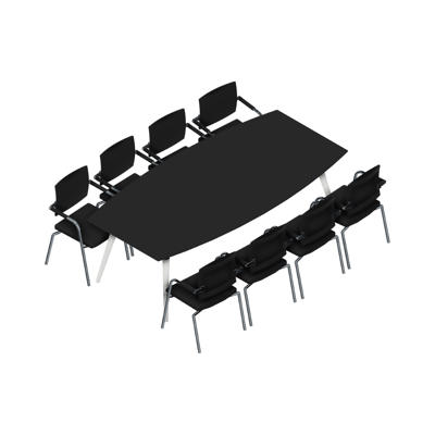 Konferencebord Dencon XL 1929 240x120 HPL sort/hvid