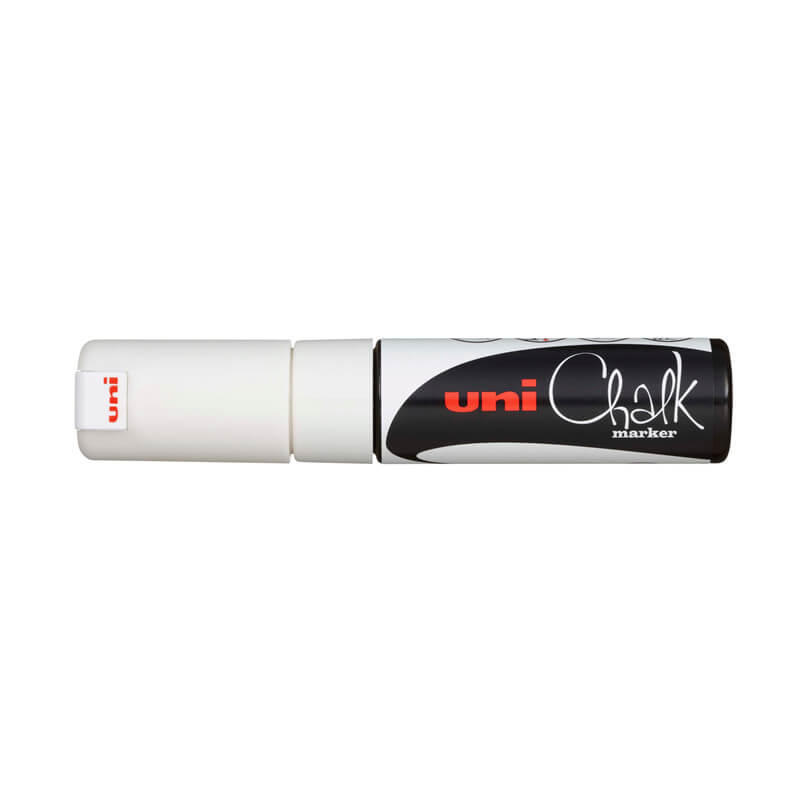 Chalk marker Uni PWE-8K t/tavler, glas, 8mm hvid
