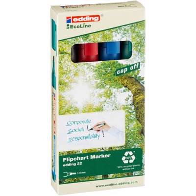 Marker Edding 32 Flipchart ECOLINE ass 1-5mm skrå 4stk/pk