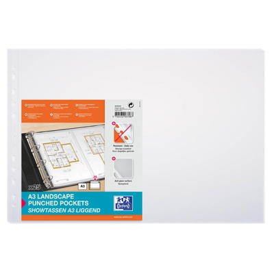 Lomme A3 tværformat 0,12 åben på lang side hul på kort side