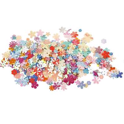 Pailetter Creas 5-20mm blomster ass. farver 250g