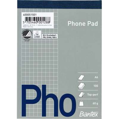 Telefonblok perforeret kvadr. A6 105x148mm 100bl/stk