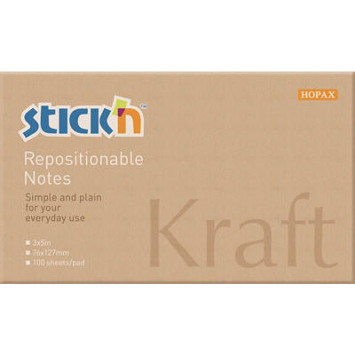 Notes Stick'N Kraftblok brun 76x127mm 100blade genbrug
