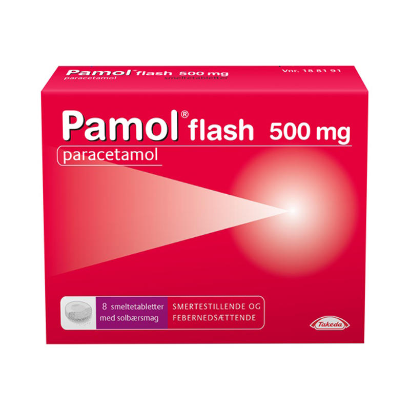 Håndkøbsmedicin Pamol Flash smeltetabl. 500mg /8 stk.