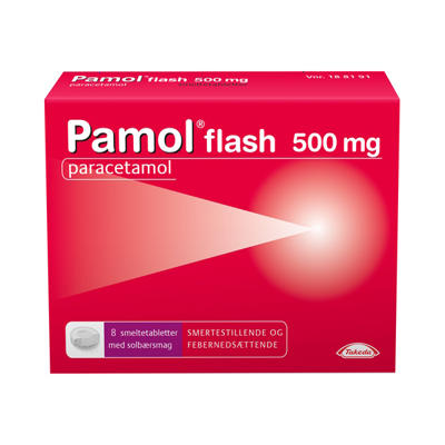 Håndkøbsmedicin Pamol Flash smeltetabl. 500mg /8 stk.
