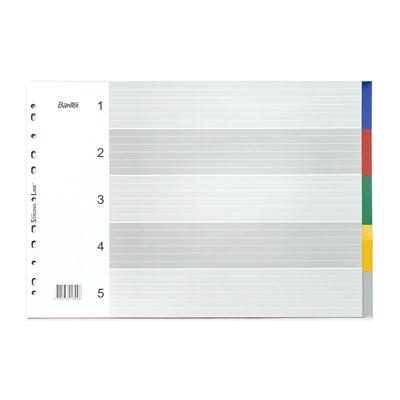 Faneblade A3 5-delt tværformat i plast m/forblad