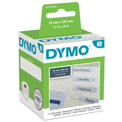 Hængemappe etiketter DYMO hvid 12x50mm 220stk/pk 99017