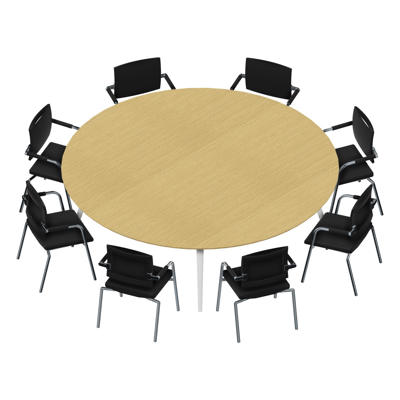 Konferencebord Dencon XL 1902 Ø240 HPL eg/hvid