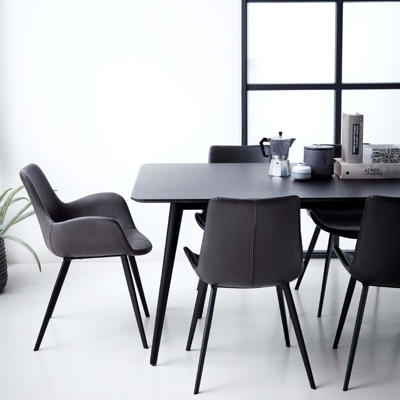 Stol Hype Armstol Vintage lysbrun kunstlæder /sort stoleben