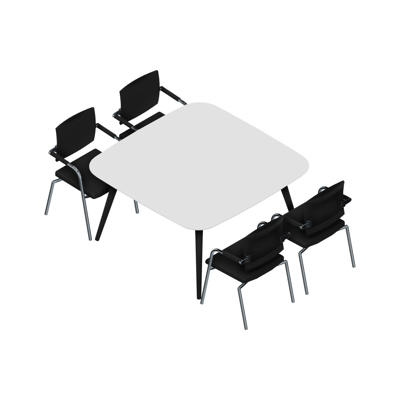 Konferencebord Dencon XL 1911 140x140 HPL hvid/sort