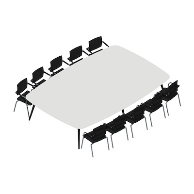 Konferencebord Dencon XL 1904 360x240 HPL hvid/sort