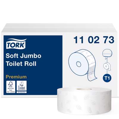 Toiletpapir Tork Jumbo T1 360m PremSoft 2-lag 110273 6rul/ka