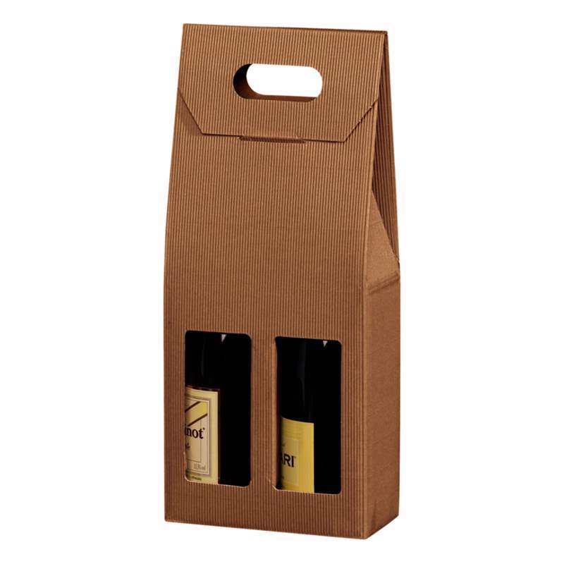 Vinemballage brun åben bølge gaveæske til 2fl 3/4l