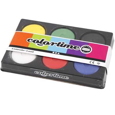 Vandfarve Creas i palet 57mm 6 primærfarver