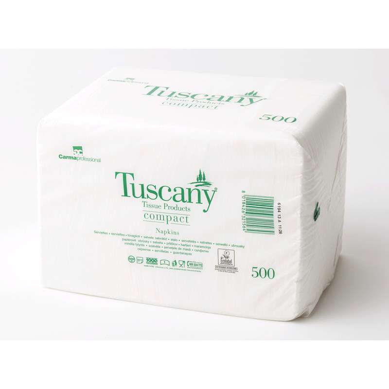 Serviet 1-lags 1/4 fold hvid 33x33cm 500stk/pak