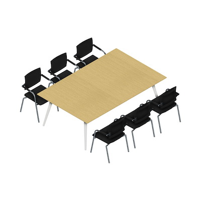 Konferencebord Dencon XL 1914 220x140 HPL eg/hvid