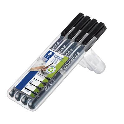 Marker STAEDTLER Lumocolor sort permanent 4 tykkelser
