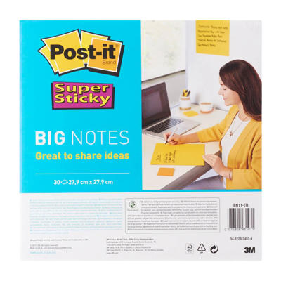 Post-it Big Notes BN11 Super Sticky 279x279mm gul 30 ark