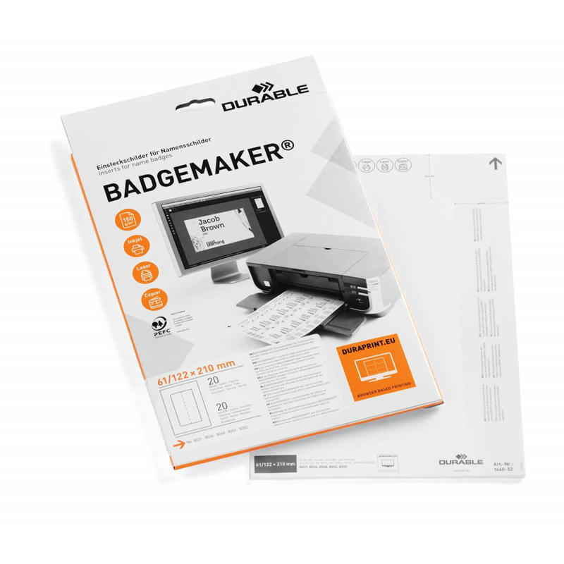 Indstik A4 til bordnavneskilte 61x210mm 20ark/pk