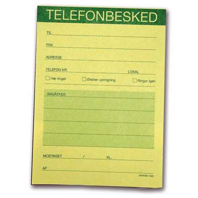 Telefonbesked 1040 100x142 mm gul 100 bl