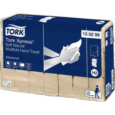 Papirhåndklæde Tork Xpress H2 Adv 2-lags M-fold 130299 natur