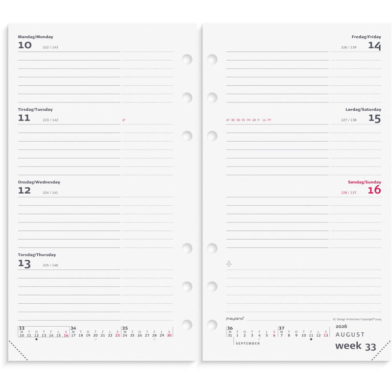 System PP International ugekalender tværf. REFILL 2026