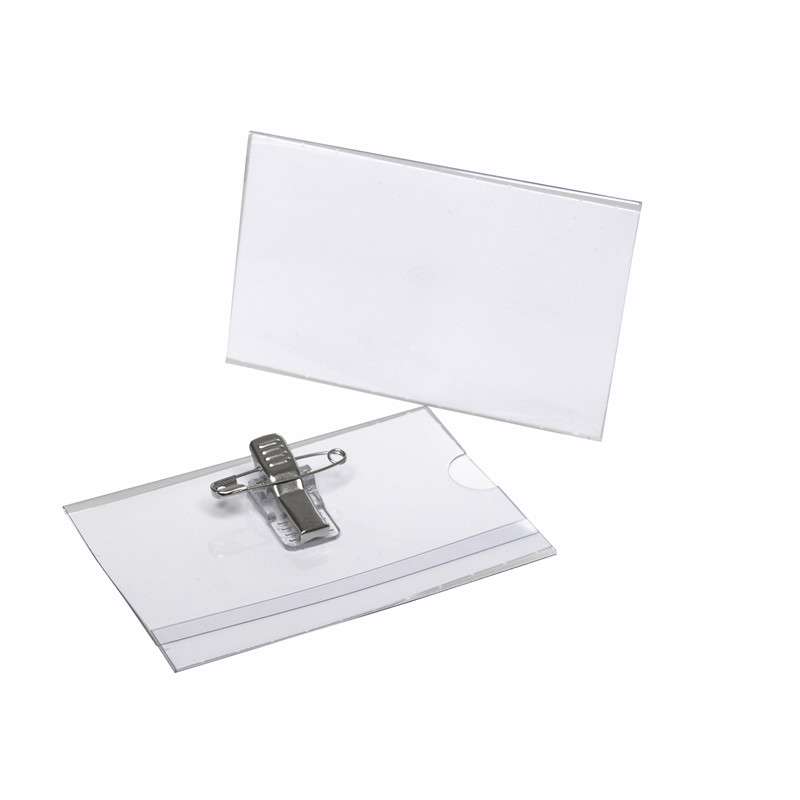 Navneskilt m/nål og klemme 55x90mm /50