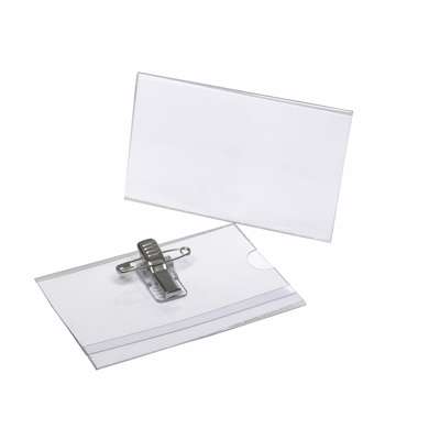 Navneskilt m/nål og klemme 55x90mm /50