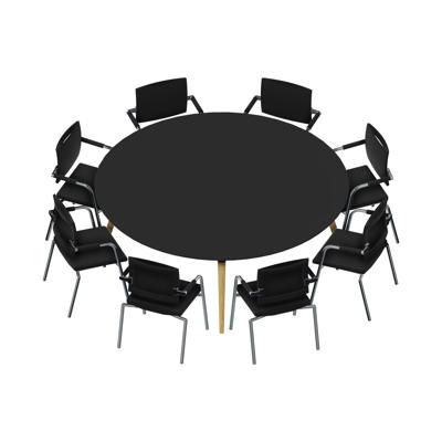 Konferencebord Dencon XL 1901 Ø200 HPL sort/eg