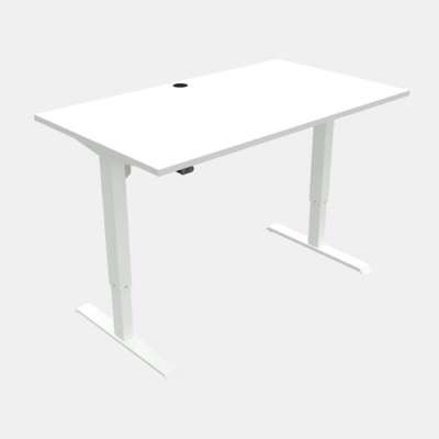 Hæve/sænkebord Conset 140x80cm hvid/ hvidt stel m. hjul