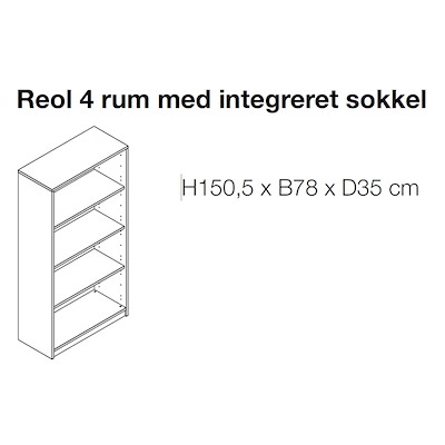 Reol Fumac Jive 4-hylder m/sokkel bøg
