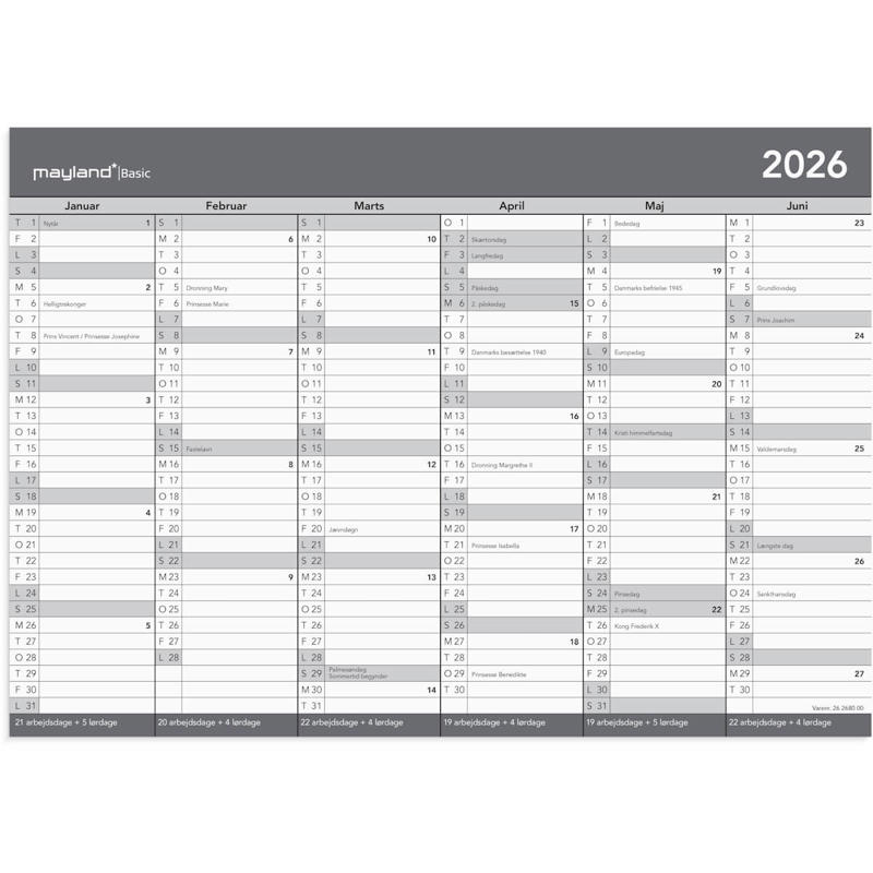 Basic kontorkalender A4 2026