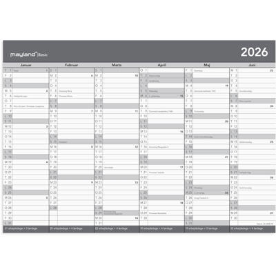 Basic kontorkalender A4 2026