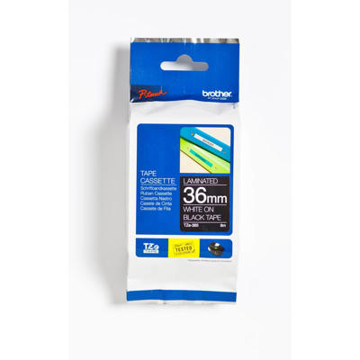 Labeltape Brother 36mm hvid/sort, t/P-Touch
