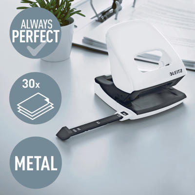 Hulapparat Leitz 5008 NeXXt WOW 2-huls 30 ark lys grå