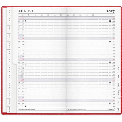 Index Planner månedskalender 2027 Mayland rød vinyl