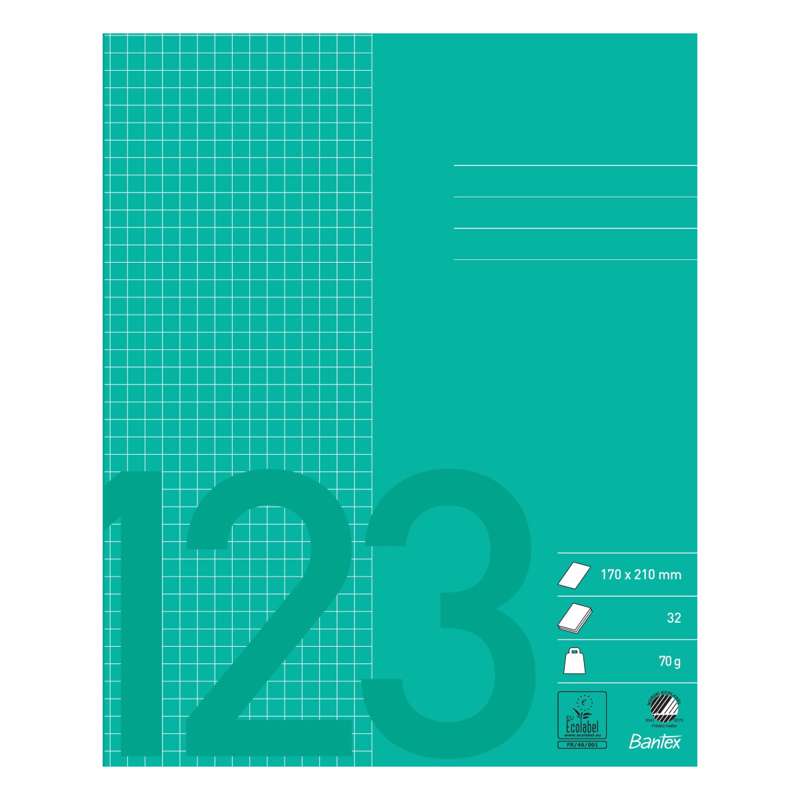 Skolehæfte Bantex 17x21 cm kvad. 5x5mm 70g græs grøn