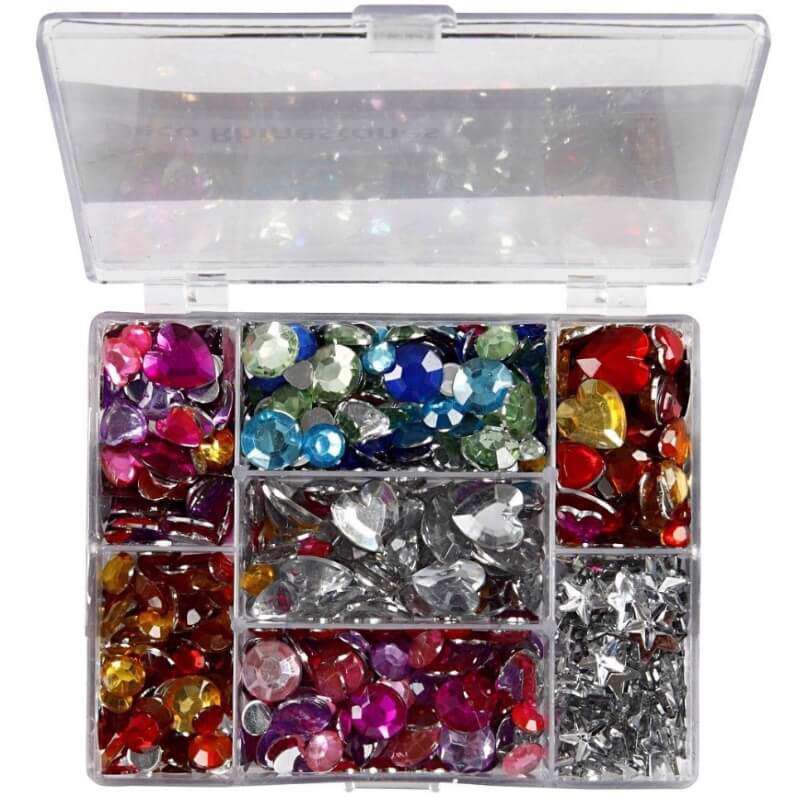 Rhinsten i æske Creas ass str. ass. farver 300stk.