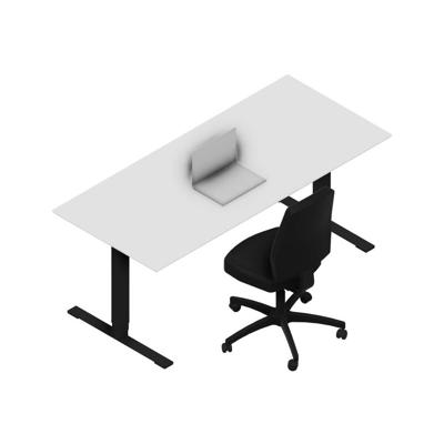 Hæve-sænkebord Dencon 03502 1800x800 sort stel hvid lam pl