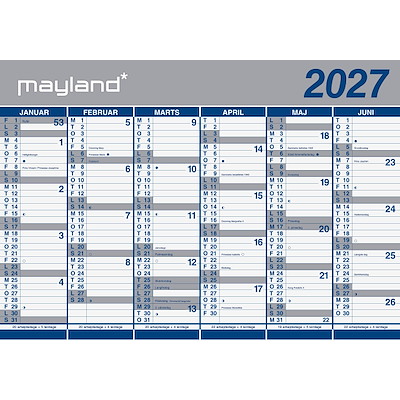 Kæmpekalender 2027 Mayland 2x6 mdr. papir