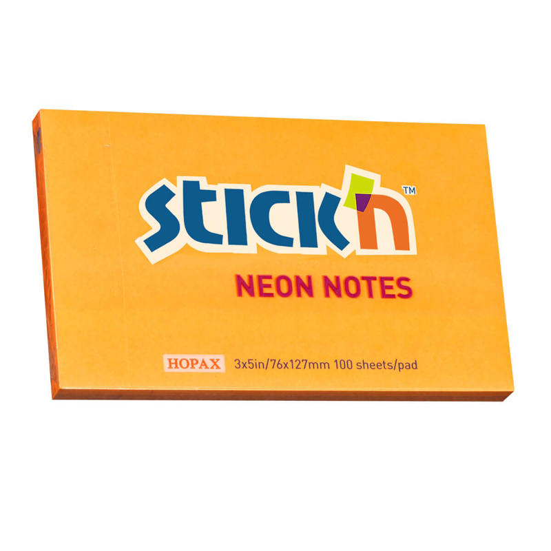 Notes Stick'N 75x127mm 100 blade neon orange/12 blk.