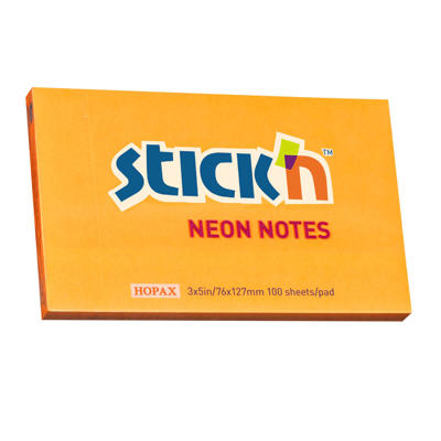 Notes Stick'N 75x127mm 100 blade neon orange/12 blk.