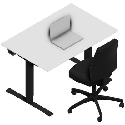 Hæve-sænkebord Dencon 03501 1200x800 sort stel hvid lam pl