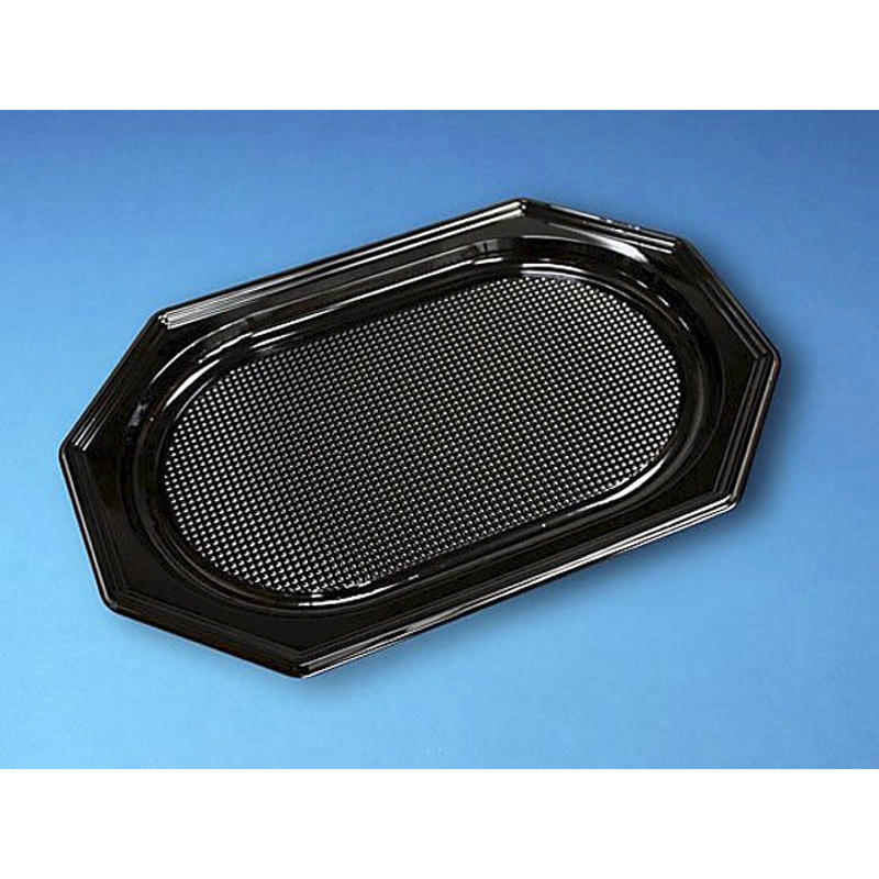 Cateringfad sort plast 45x30cm oval 10x10stk/kar A-PET melle