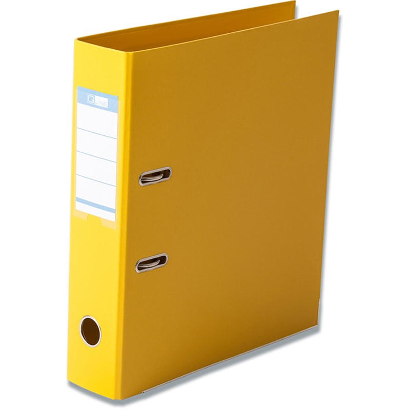 Brevordner Q-Line gul A4 metalskinne 75mm ryg
