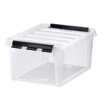 Plastkasse SmartStore Classic 10 klar 8l m/låg 34x25x16cm
